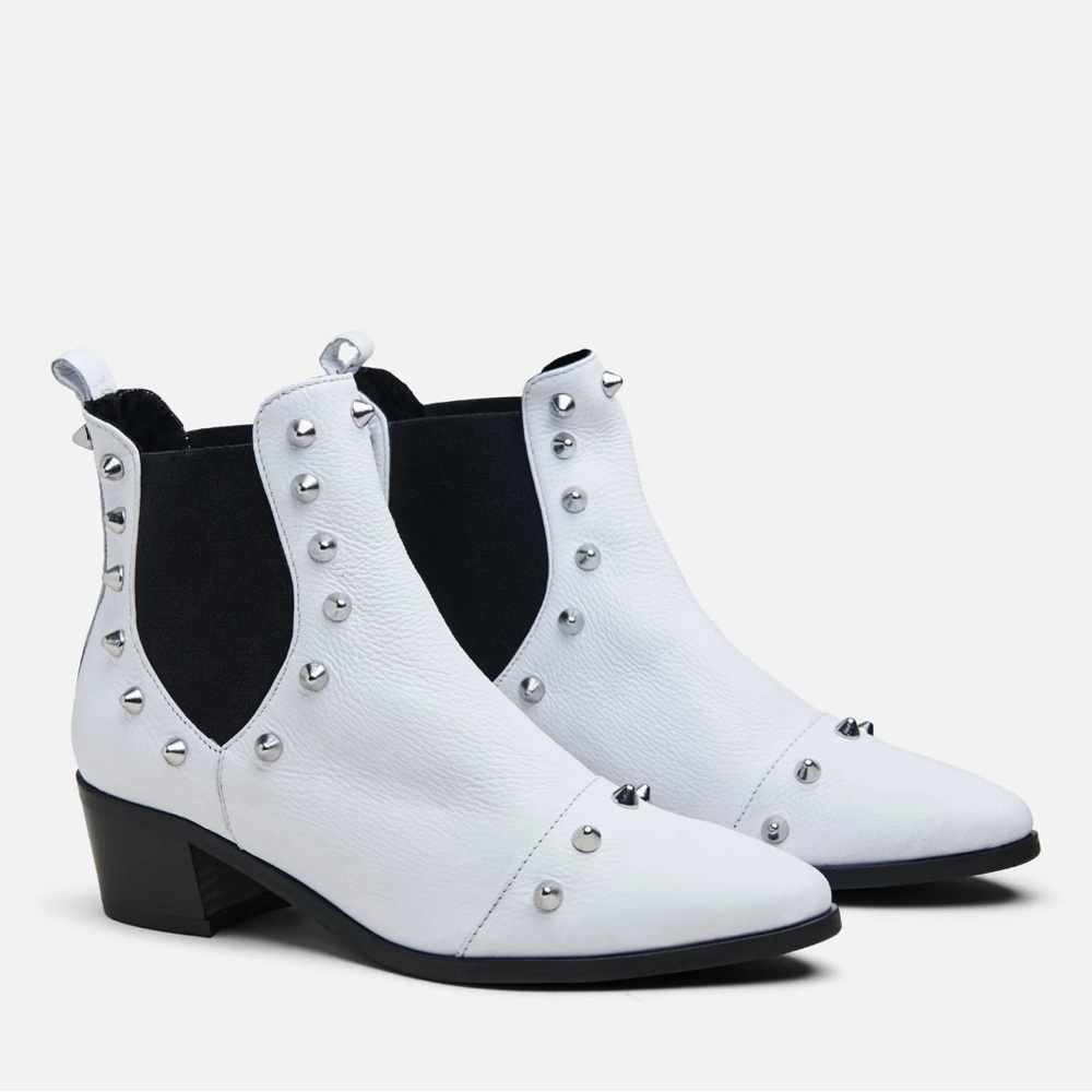 Modern Vice White Studded Ankle Boots